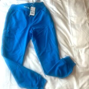 Figs high waisted Zamora jogger scrub pants- capri blue